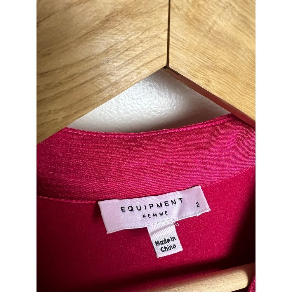 Equipment Femme Alisa Pink Satin Dress Sz. 2 - Picture 6 of 7